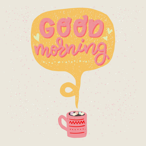 Good Morning hand lettering saying - Vector, Image