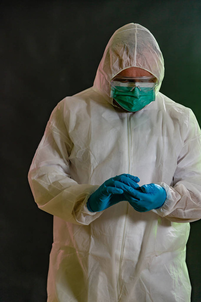 Man in chemical suit measures toxicity levels - Fotó, kép