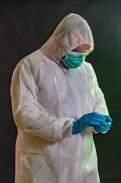 Man in chemical suit measures toxicity levels - Photo, Image