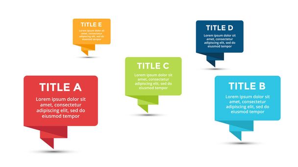 Vector banners infographic template. Stickers presentation slide. Business labels concept infographics. 5 options, parts, steps, processes. - Вектор,изображение