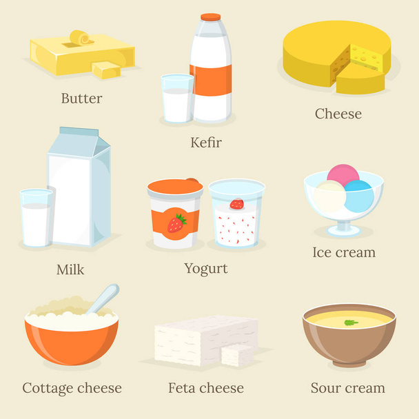 απεικόνιση διανυσματικών γαλακτοκομικών προϊόντων  - Διάνυσμα, εικόνα