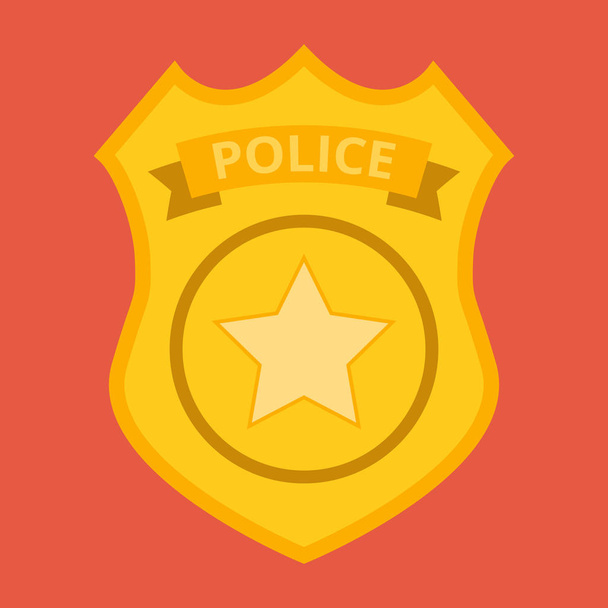 vector illustration of police badge over red background - Vector, Image