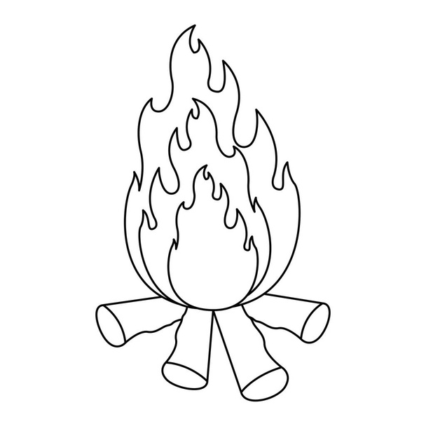 たき火アイコンのモノクロ シルエット - ベクター画像