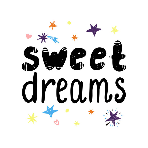 Sweet dreams lettering with stars on a white background. - Wektor, obraz