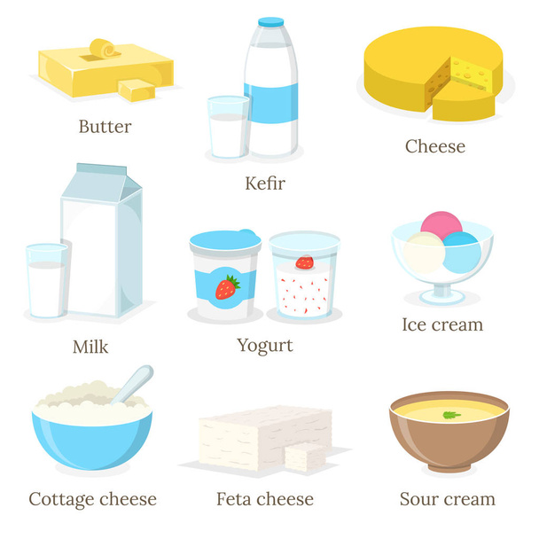 векторная иллюстрация молочных продуктов
 - Вектор,изображение