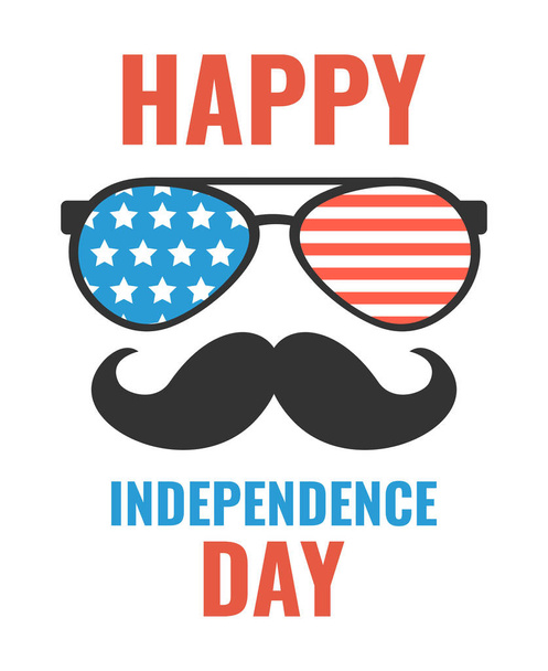 Brýle s hvězdami a pruhy. Šťastný den nezávislosti Spojené státy americké. 4. července. Vektorová ilustrace.  - Vektor, obrázek