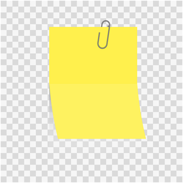 gelbe Papiernotizen leeren Rahmen oder Stick auf versiegelte Platten Büroklammer isoliert auf dem Hintergrund. Vektorillustration für Webdesign - Vektor, Bild