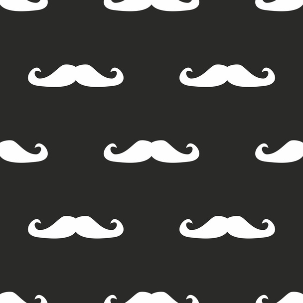 Motif vectoriel sans couture, fond ou texture avec des moustaches vintage rétro bouclées blanches sur fond noir. Pour les sites Web, papier peint de bureau, blog, web design
. - Vecteur, image