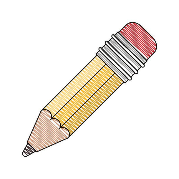 color crayon stripe image of pencil with eraser - Vector, Image