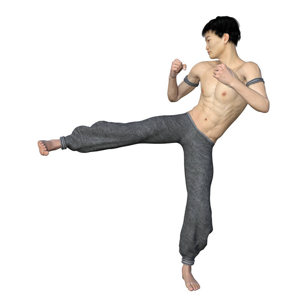 3D Rendering Asian Man on White - Фото, зображення
