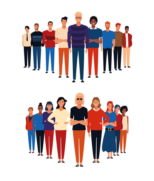Groups of people cartoons - Vector, Image