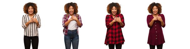 Coleção de jovem mulher negra fazendo um gesto romântico
 - Foto, Imagem