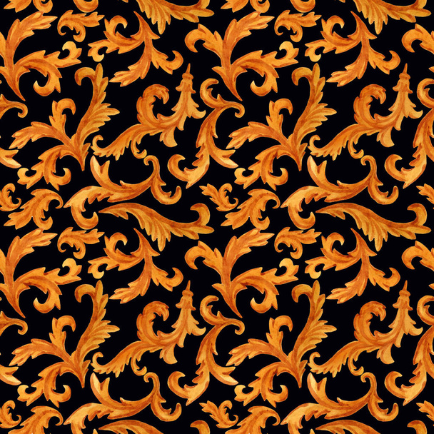 patrón sin costuras de elementos dorados de estilo rococó barroco aislado en el fondo
 - Foto, imagen