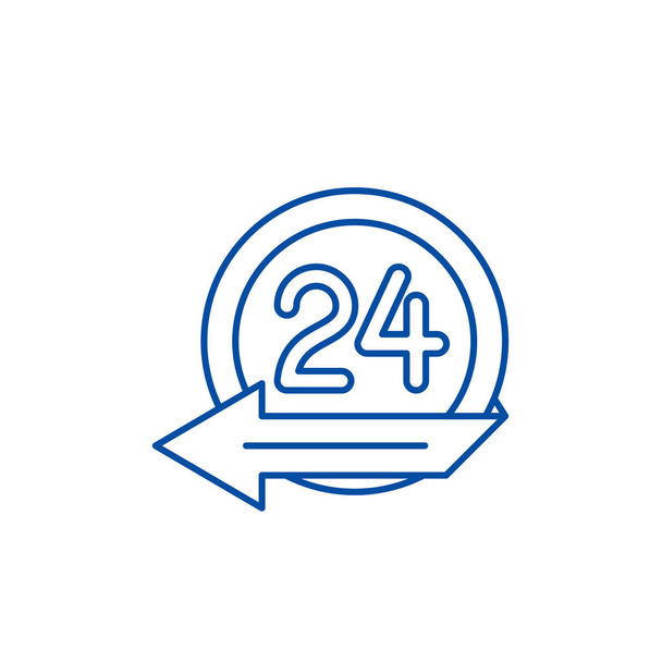 24 hours service line icon concept. 24 hours service flat  vector symbol, sign, outline illustration. - Vector, imagen