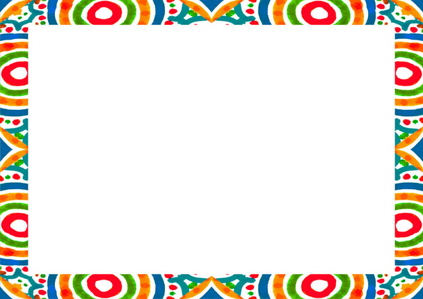 Quadro de paisagem branca com bordas decoradas coloridas
 - Foto, Imagem