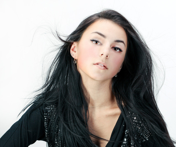 Sensual young woman with beautiful long brown hairs - Valokuva, kuva