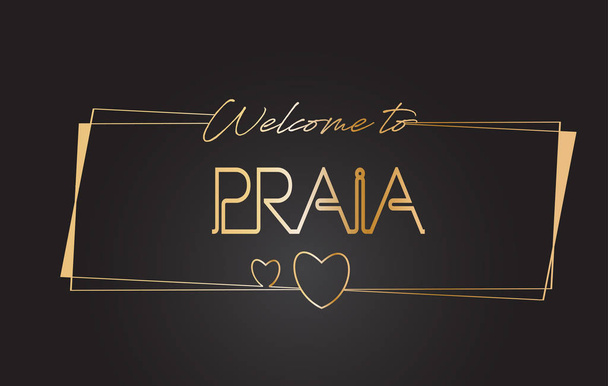 Praia Welcome to Golden text Neon Lettering Typography Vector Il - Vector, Image