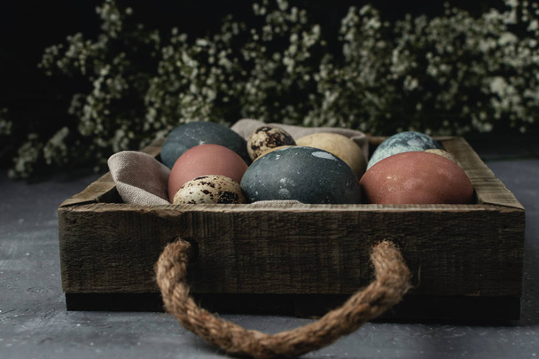 Spring easter minimal background rustic style composition - orga - Photo, Image