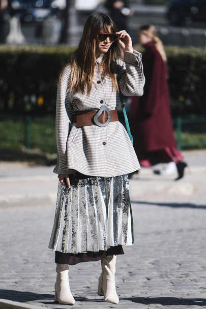 Paris, France - February 27, 2019: Street style outfit -  Fashionable person after a fashion show during Paris Fashion Week - PFWFW19 - Photo, image