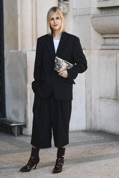 Paris, France -February 27, 2019: Street style outfit -  Linda Tol before a fashion show during Paris Fashion Week - PFWFW19 - Photo, image