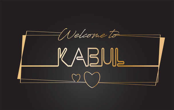 Kabul Welcome to Golden text Neon Lettering Typography Vector Il - Vector, Image