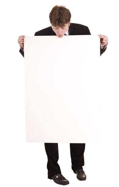 Uomo d'affari con banner look
 - Foto, immagini