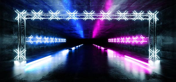 Sci Fi futurisztikus tánc színpad üres fém szerkezet szerkezet - Fotó, kép