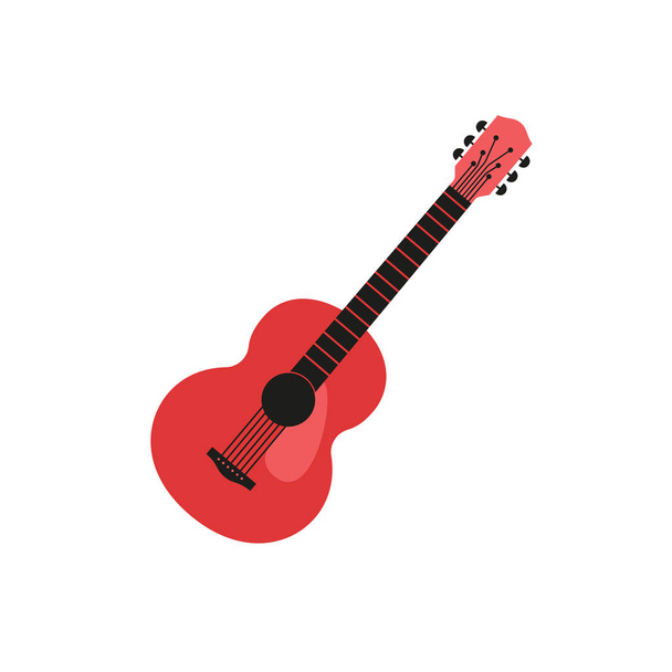 Acoustic guitar hand drawn icon - Vector, Image
