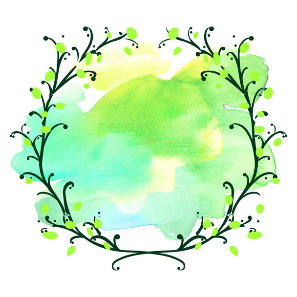 Flowers decorative wreath, Round frame hand drawn doodle vector - Vektor, kép