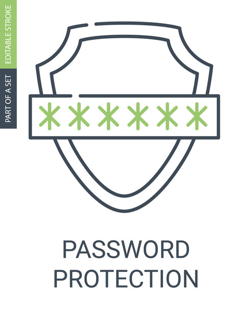 アウトラインのスタイルと編集可能なストロークでパスワード保護アイコン - ベクター画像