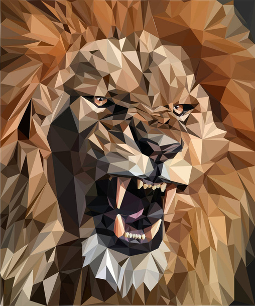 grommende Leeuw gemaakt van veelhoeken - Vector, afbeelding