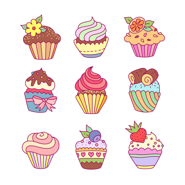 set cupcakes - Vettoriali, immagini