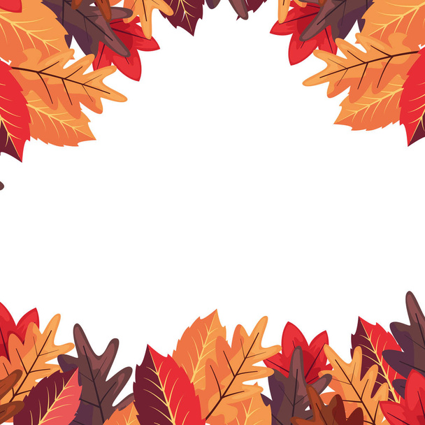 Herfstbladeren gebladerte frame decoratie - Vector, afbeelding