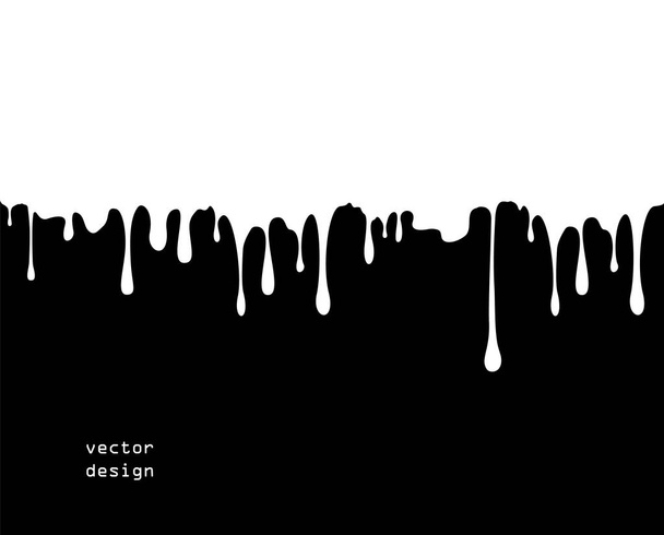 Flowing thick paint clot, caramel, ink. Long, viscous drops. Vector illustration. - Vector, Image