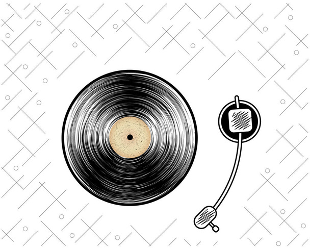 Abstract vinyl record. Retro player. Poster. Vintage style. Vector illustration. - Vector, Image
