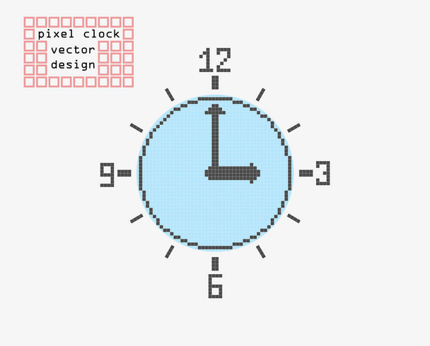 Retro pixel clock. Flat style vector icon. Isolated light background. - Vector, Image