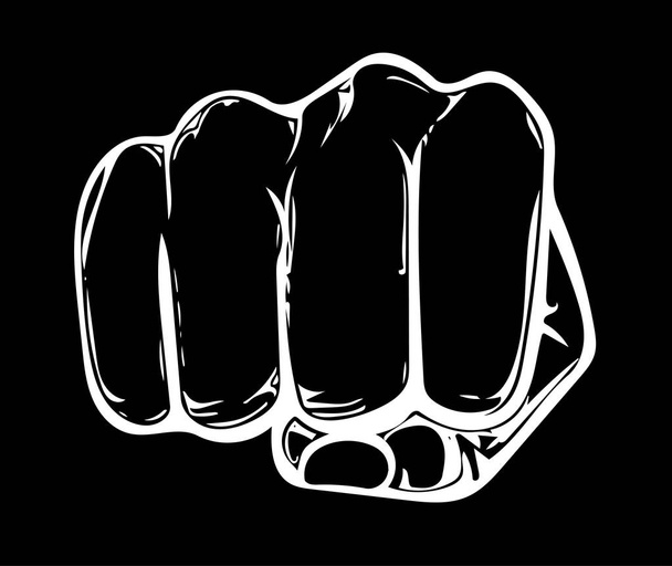 Mano masculina puño, símbolo proletario de protesta. Señal de poder - Vector, Imagen