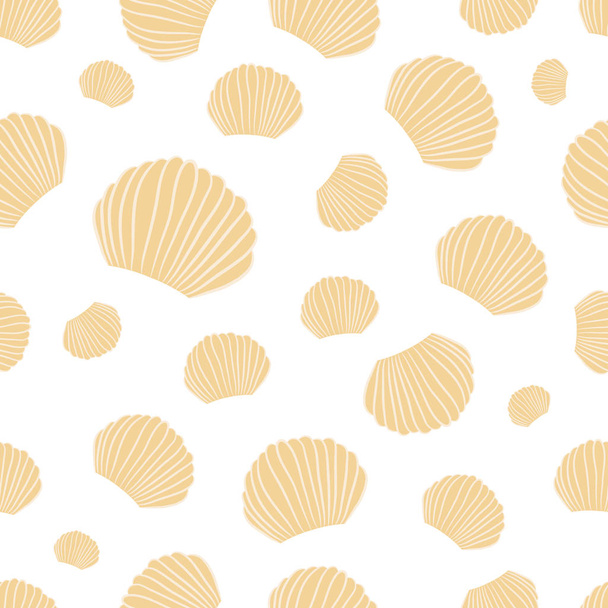 Vector sin costuras de conchas marinas sobre fondo blanco
 - Vector, Imagen