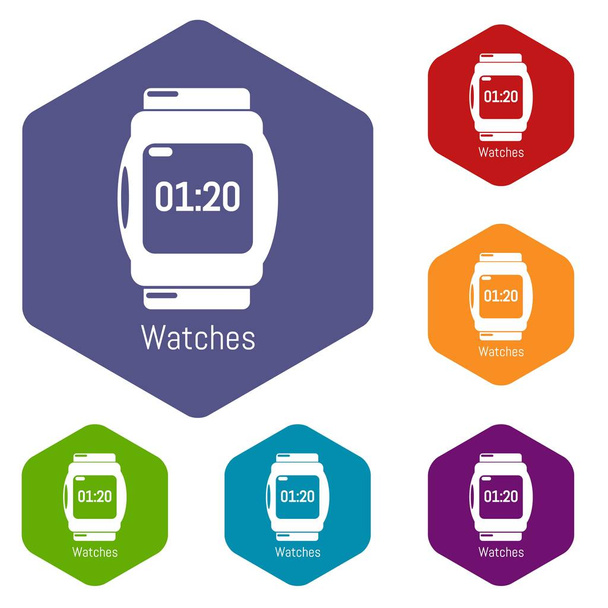 Watches icons vector hexahedron - Vettoriali, immagini