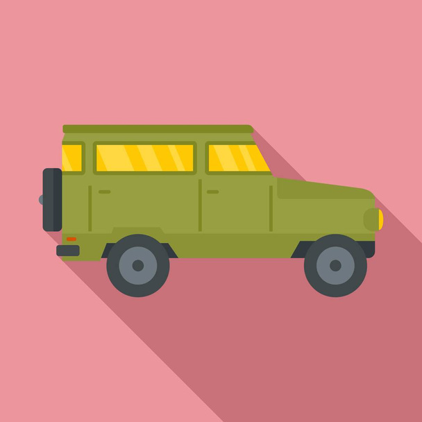 Hunting off road car icon, flat style - Vector, imagen