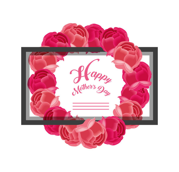 happy mother day card with crown of flowers - Vector, Image