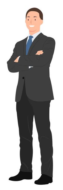 Cartoon people character design businessman in dark gray suit wh - Vector, Image