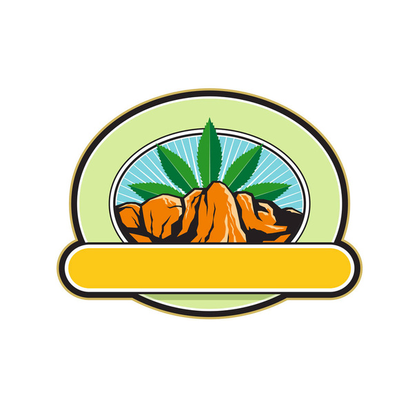 Canyon With Hemp Banner Oval Retro - Vector, Image