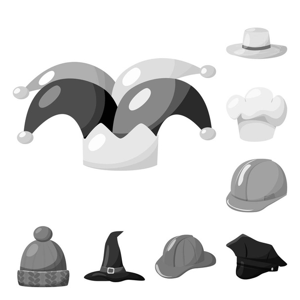 Векторный дизайн шляпы и шлема. Коллекция векторной иконки для шляпы и профессии
. - Вектор,изображение