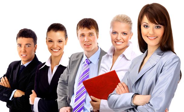 Businesswoman and his team isolated over a white background - Photo, Image