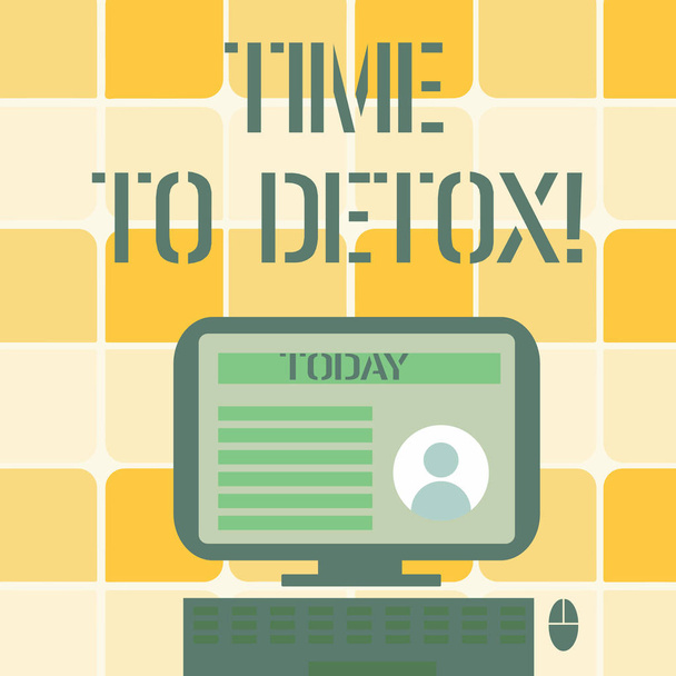Fogalmi kézi írás, mutatja az idő Detox. Amikor tisztítja a szervezetet a toxinok vagy stop számítógép állványra szerelve Online profil adatok képernyőn kábítószer fogyasztása üzleti fénykép szöveg. - Fotó, kép
