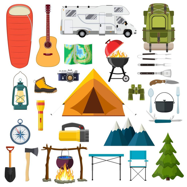 Mountain hike elements. - Vector, Image