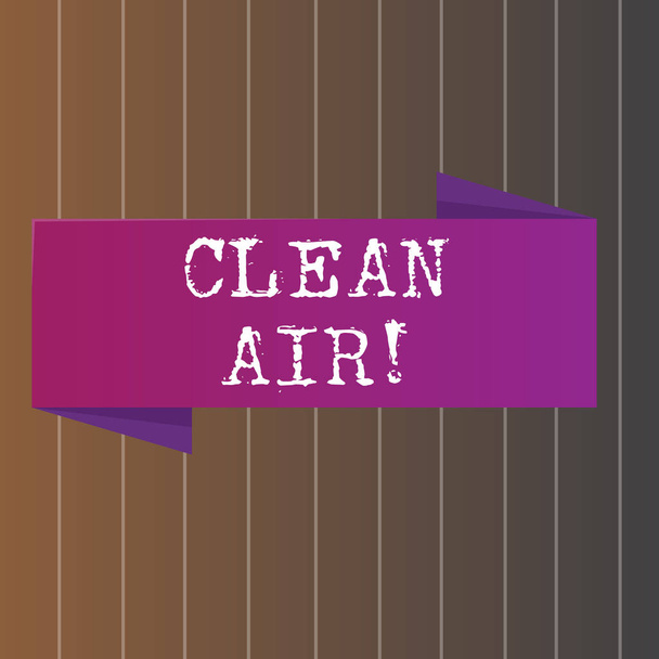 Text sign showing Clean Air. Conceptual photo forbidding in certain areas burning any fuel that produces smoke Blank Folded Color Banner photo on Vertically Striped Two Toned Backdrop. - Photo, Image