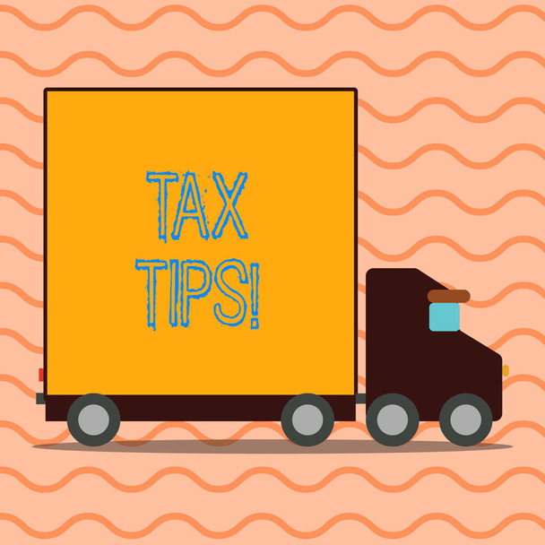 A kézírás szöveg írása adó tippek. Koncepció értelmében kötelező hozzájárulás kormány szállítás teherautó teherautó konténerrel üres tartozó vissza az áruszállítást kivetett állami bevétel. - Fotó, kép