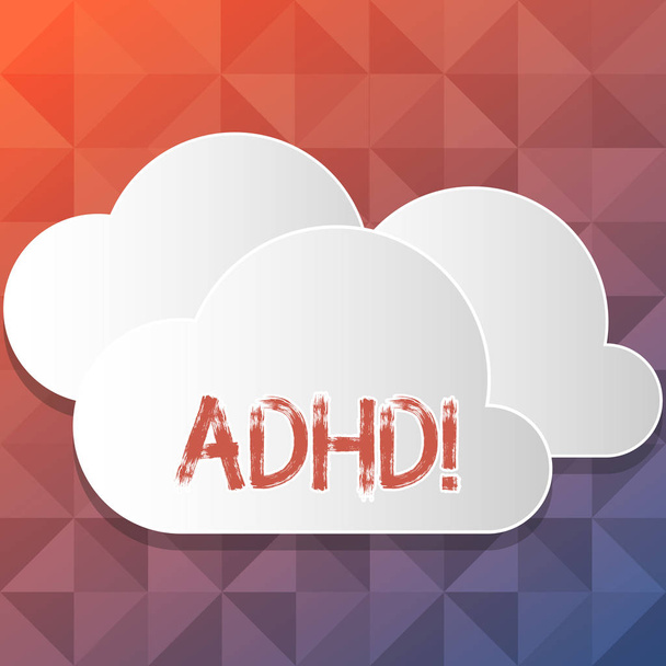 Handwriting text writing Adhd. Concept meaning Learning made easier for children teaching no more a difficult task Blank White Fluffy Clouds Cut Out of Board Floating on Top of Each Other. - Photo, Image